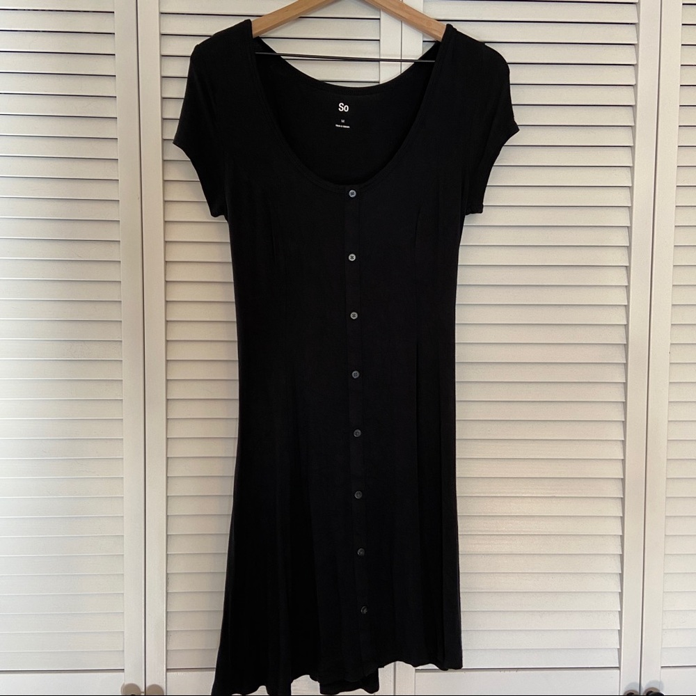 Black cotton swing dress - Medium